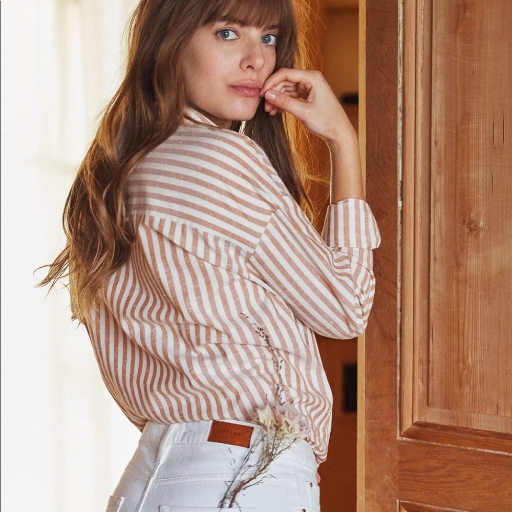 Sezane Edouard Long Sleeve Stripe Shirt